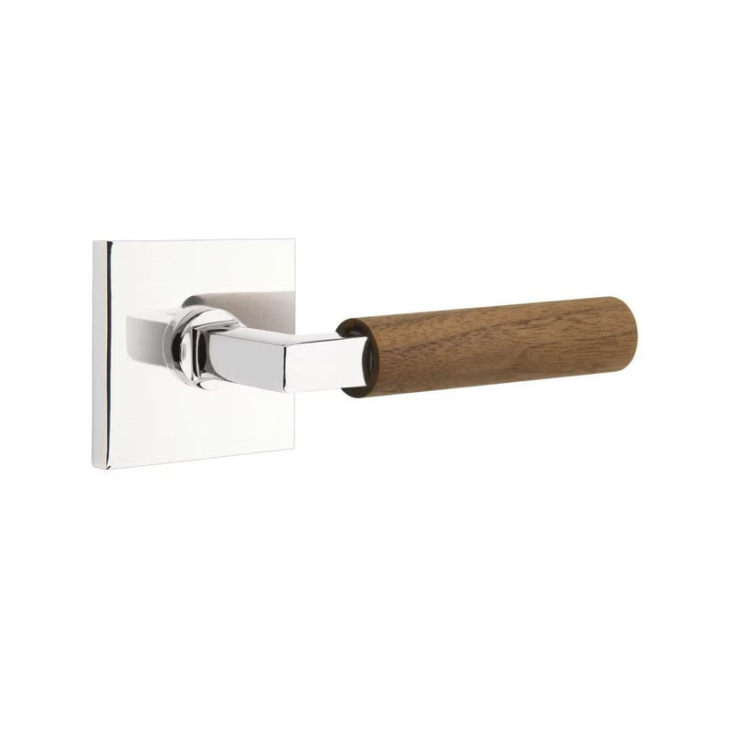 Emtek Select L-Square Dark Walnut Lever with Square Rosette in Polished Chrome finish