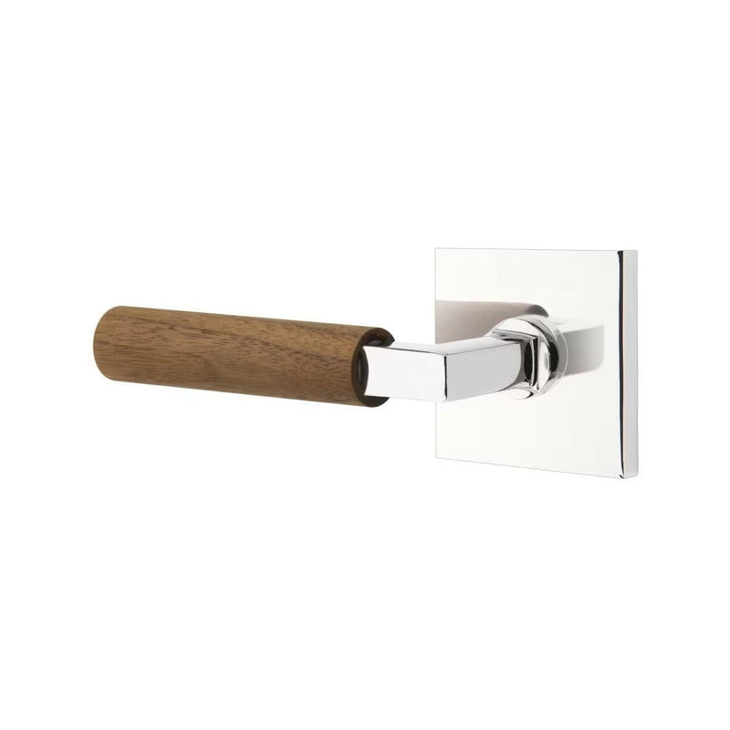 Emtek Select L-Square Dark Walnut Lever with Square Rosette in Polished Chrome finish