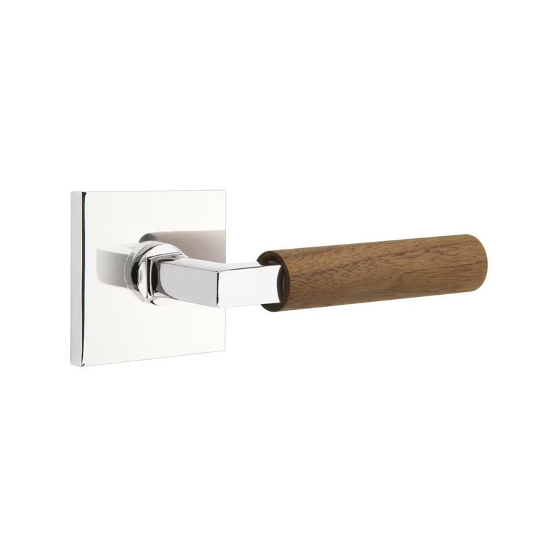 Emtek Select L-Square Dark Walnut Lever with Square Rosette in Polished Chrome finish