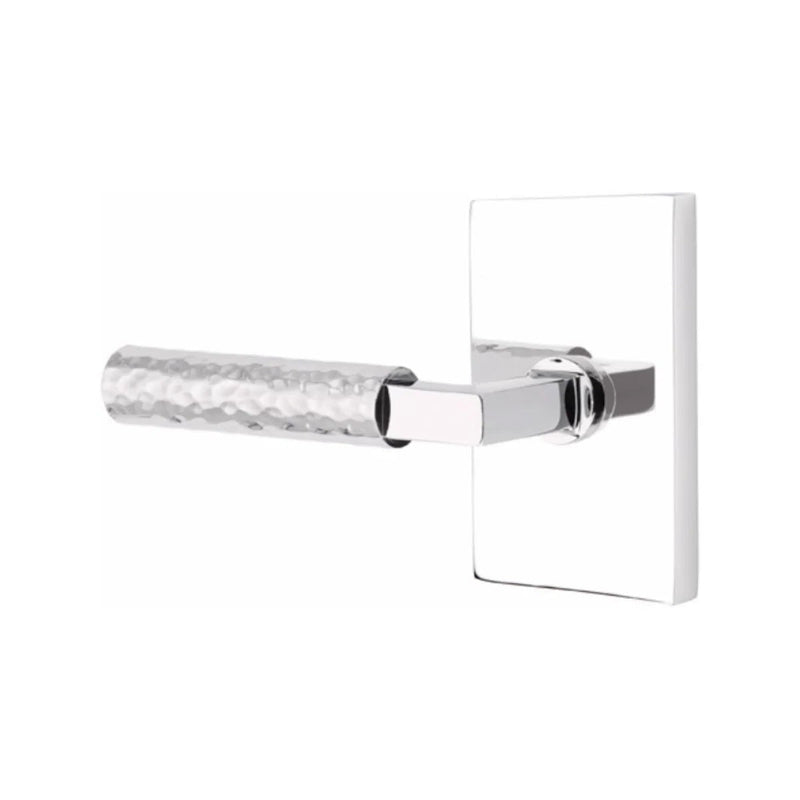 Emtek Select L-Square Hammered Lever with Modern Rectangular Rosette in Polished Chrome finish