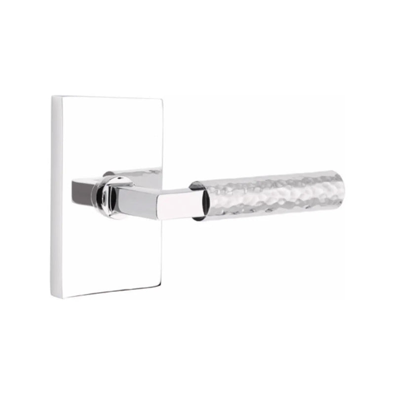 Emtek Select L-Square Hammered Lever with Modern Rectangular Rosette in Polished Chrome finish