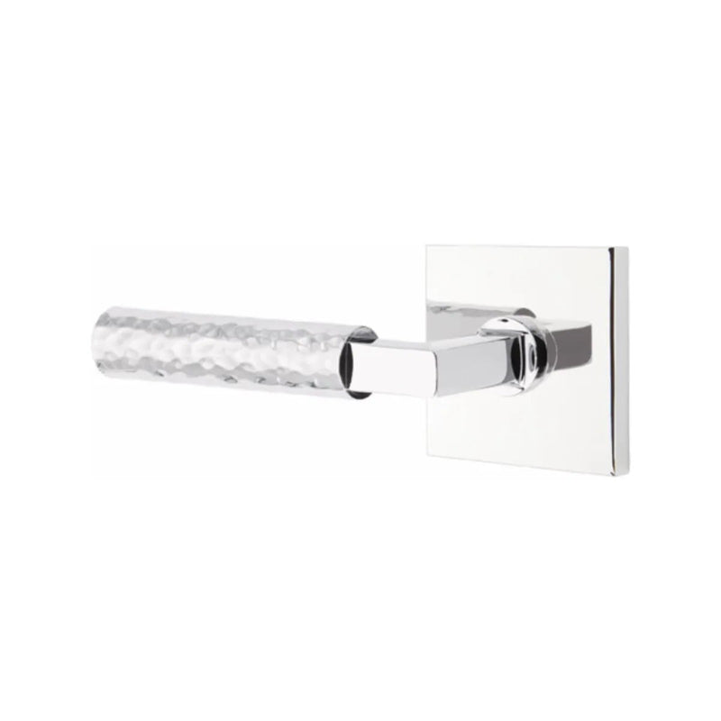 Emtek Select L-Square Hammered Lever with Square Rosette in Polished Chrome finish