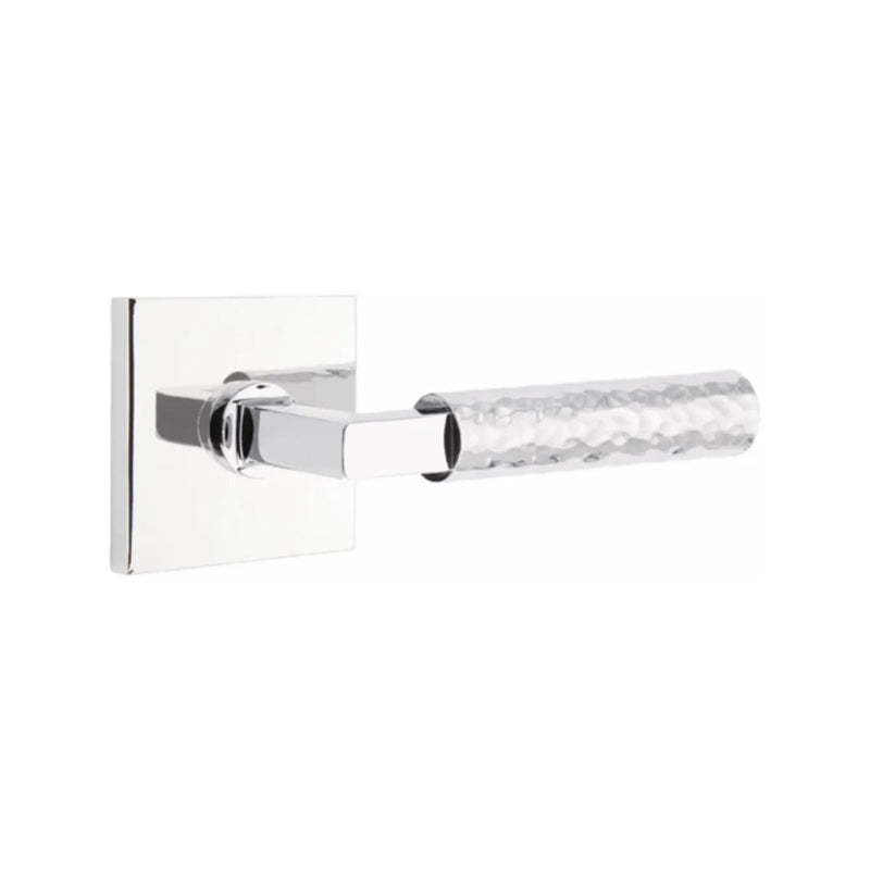 Emtek Select L-Square Hammered Lever with Square Rosette in Polished Chrome finish