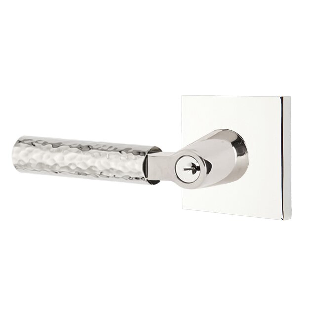 Emtek Select L-Square Hammered Lever with Square Rosette in Polished Chrome finish