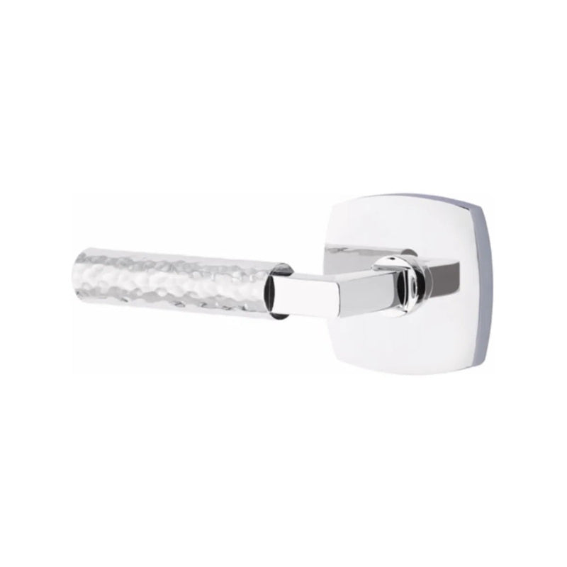 Emtek Select L-Square Hammered Lever with Urban Modern Rosette in Polished Chrome finish