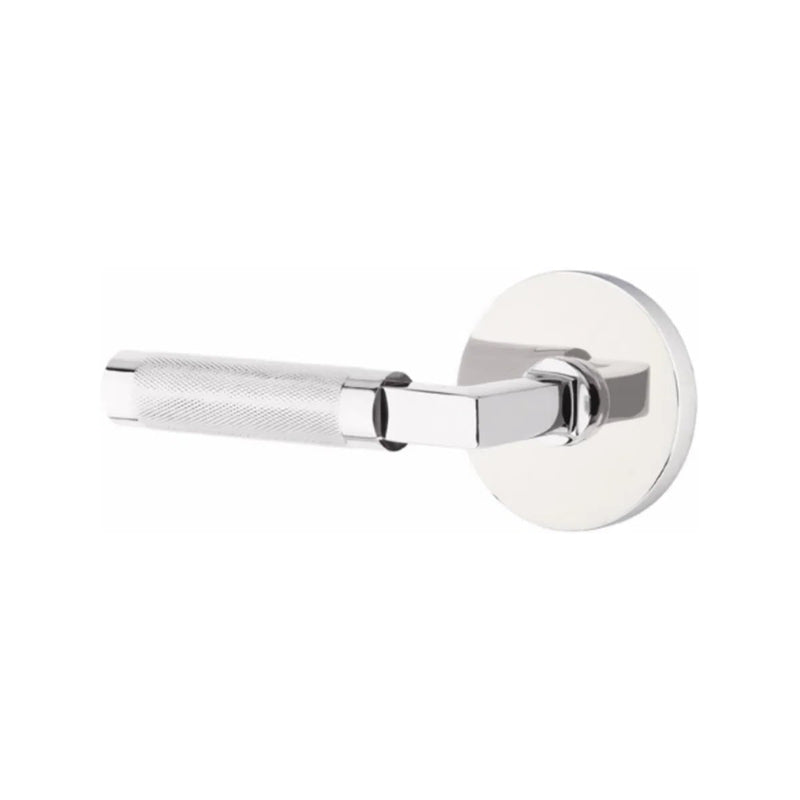 Emtek Select L-Square Knurled Lever with Disk Rosette in Polished Chrome finish