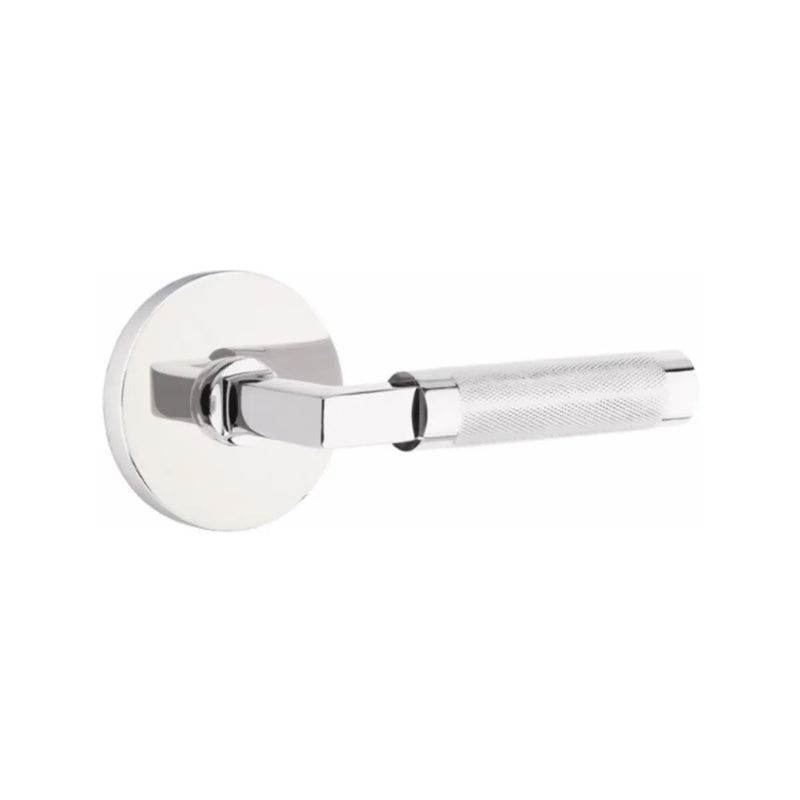 Emtek Select L-Square Knurled Lever with Disk Rosette in Polished Chrome finish