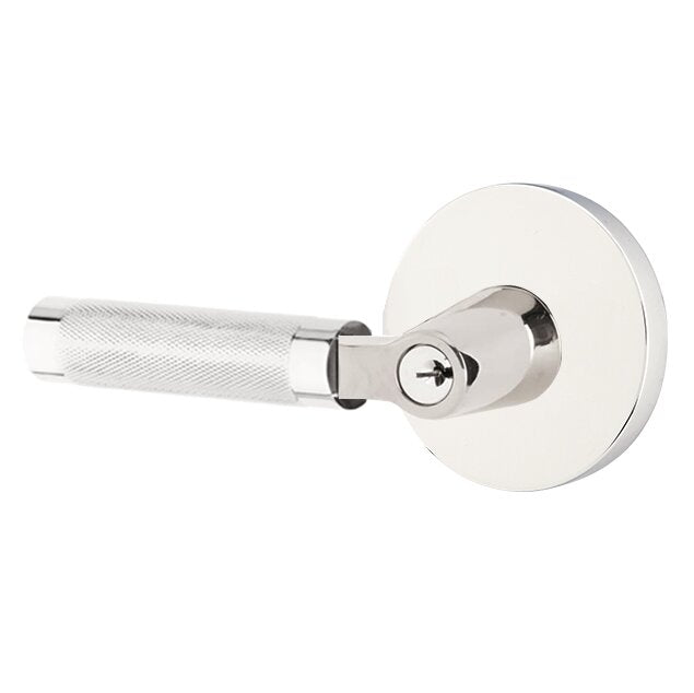 Emtek Select L-Square Knurled Lever with Disk Rosette in Polished Chrome finish