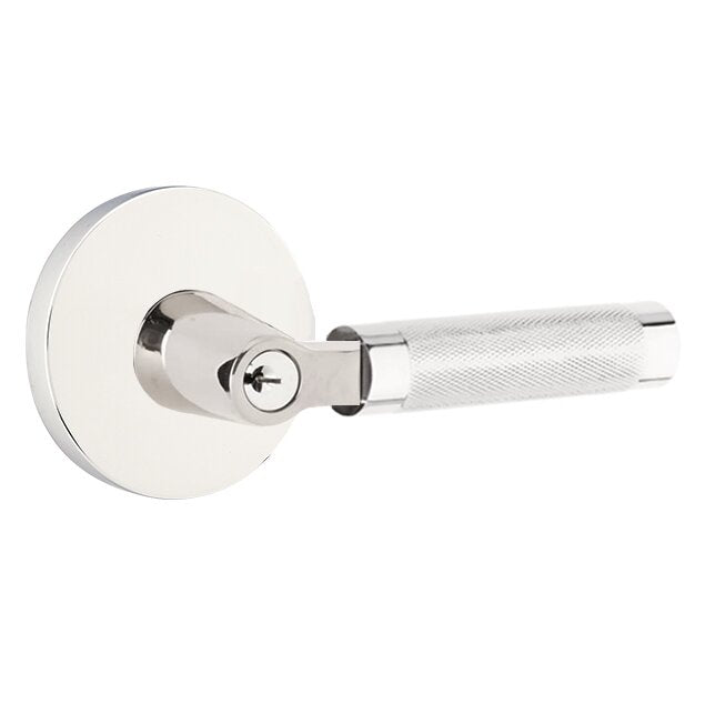 Emtek Select L-Square Knurled Lever with Disk Rosette in Polished Chrome finish