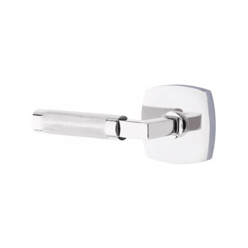 Emtek Select L-Square Knurled Lever with Urban Modern Rosette in Polished Chrome finish