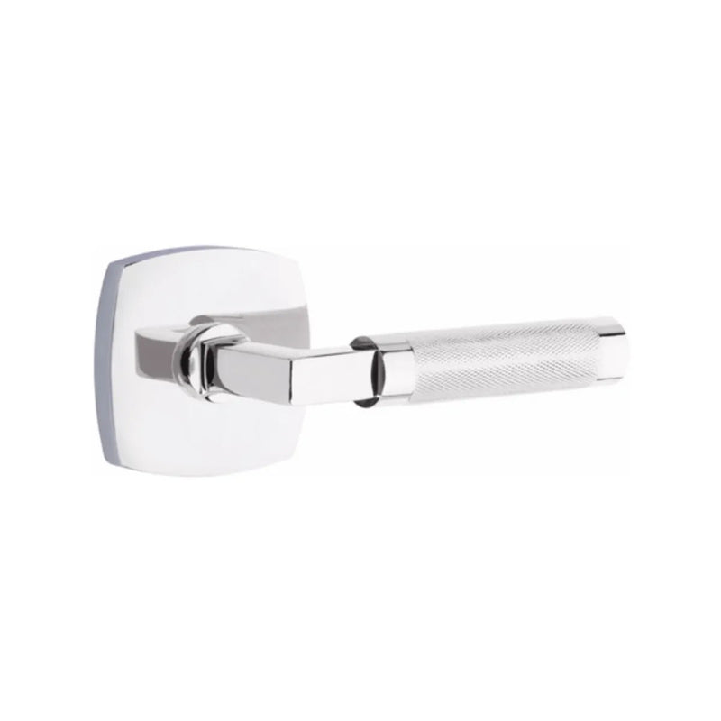 Emtek Select L-Square Knurled Lever with Urban Modern Rosette in Polished Chrome finish