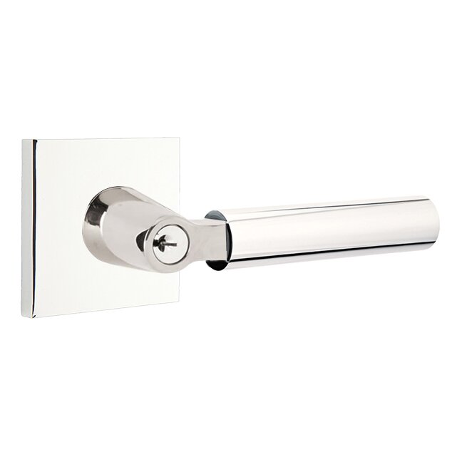 Emtek Select L-Square Smooth Key in Lever with Square Rosette in Polished Chrome finish