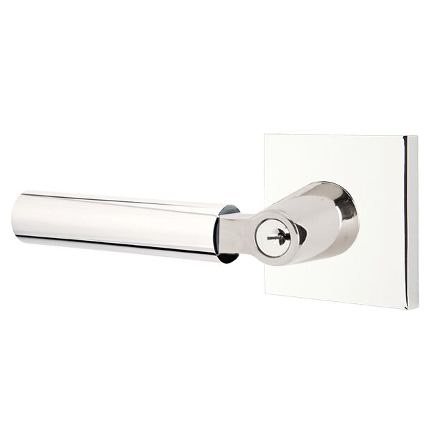 Emtek Select L-Square Smooth Key in Lever with Square Rosette in Polished Chrome finish