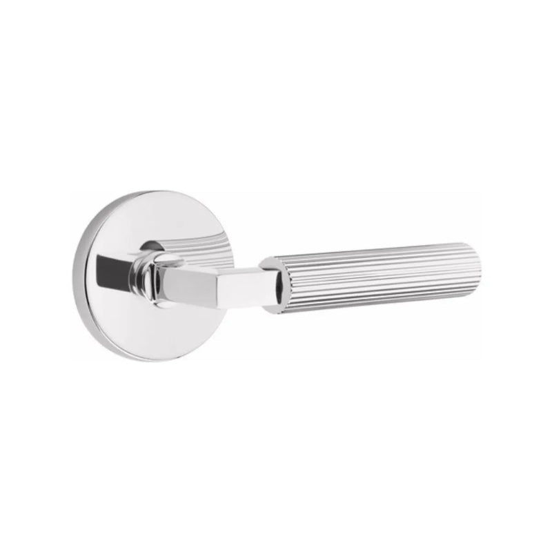 Emtek Select L-Square Straight Knurled Lever with Disk Rosette in Polished Chrome finish