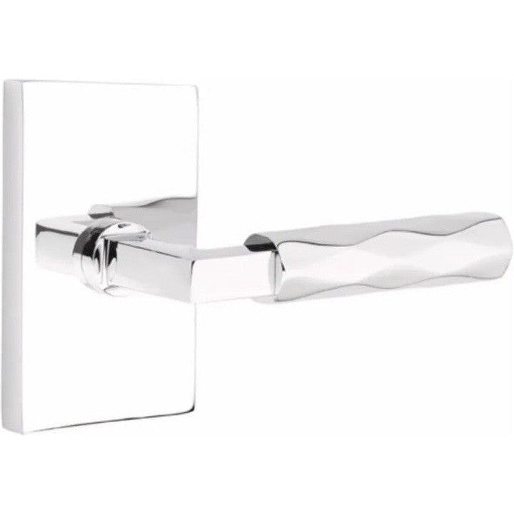 Emtek Select L-Square Tribeca Lever with Modern Rectangular Rosette in Polished Chrome finish