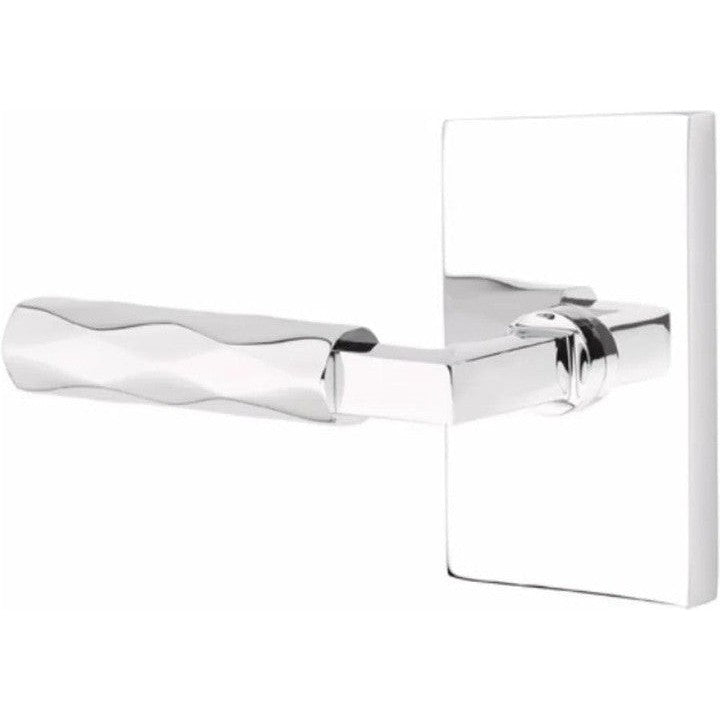 Emtek Select L-Square Tribeca Lever with Modern Rectangular Rosette in Polished Chrome finish