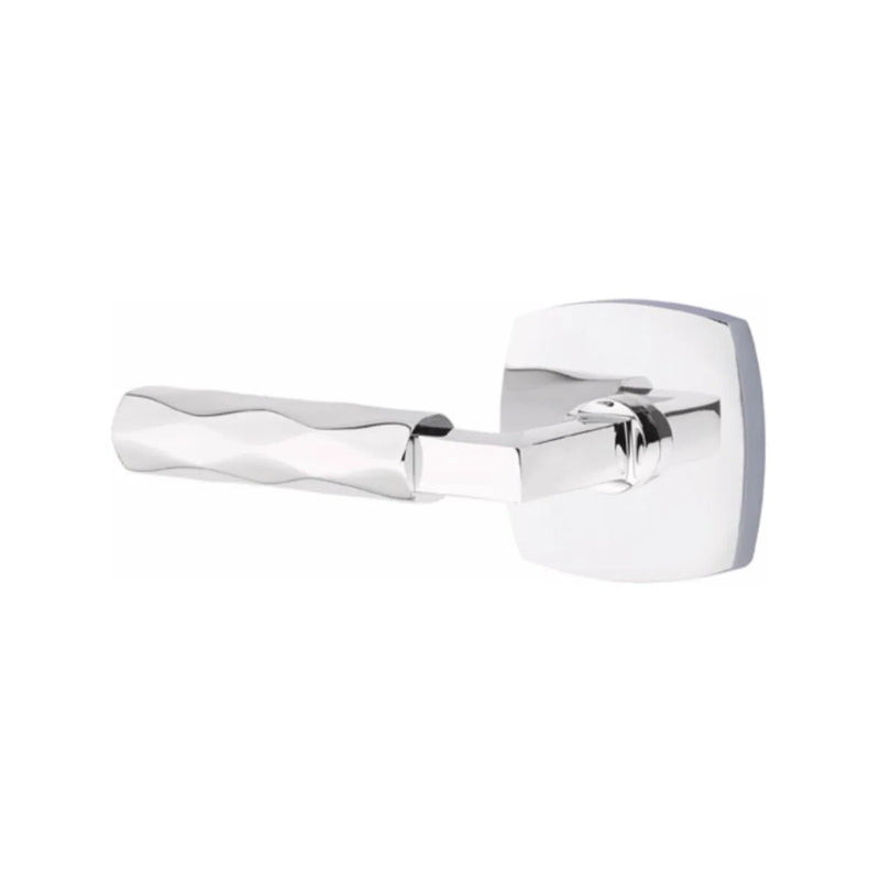 Emtek Select L-Square Tribeca Lever with Urban Modern Rosette in Polished Chrome finish