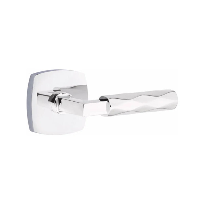 Emtek Select L-Square Tribeca Lever with Urban Modern Rosette in Polished Chrome finish