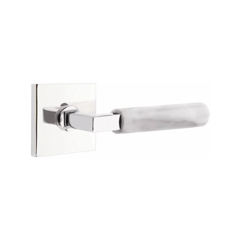 Emtek Select L-Square White Marble Lever with Square Rosette in Polished Chrome finish