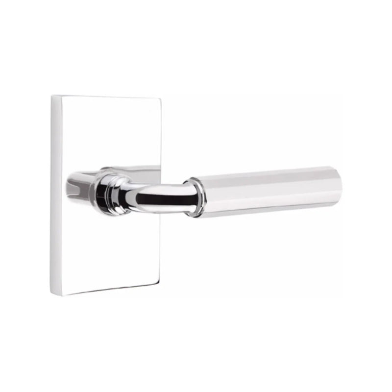 Emtek Select R-Bar Faceted Lever with Modern Rectangular Rosette in Polished Chrome finish