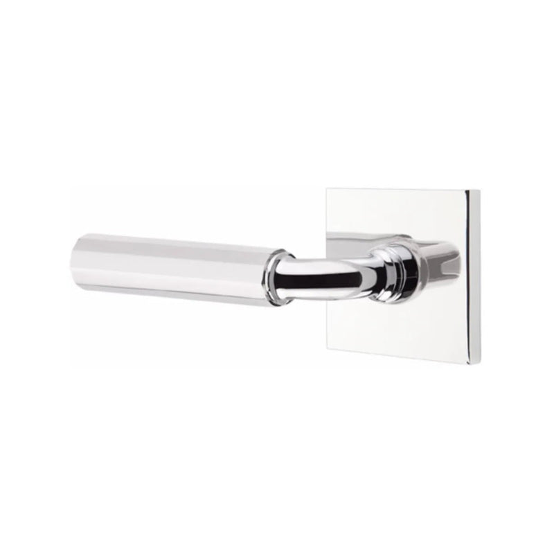 Emtek Select R-Bar Faceted Lever with Square Rosette in Polished Chrome finish