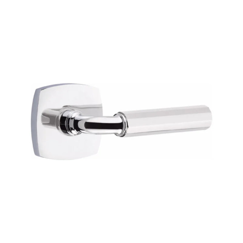 Emtek Select R-Bar Faceted Lever with Urban Modern Rosette in Polished Chrome finish