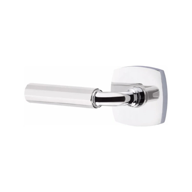 Emtek Select R-Bar Faceted Lever with Urban Modern Rosette in Polished Chrome finish