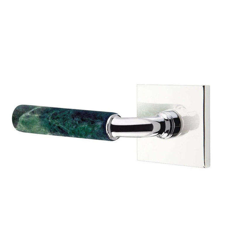 Emtek Select R-Bar Green Marble Lever with Square Rosette in Polished Chrome finish