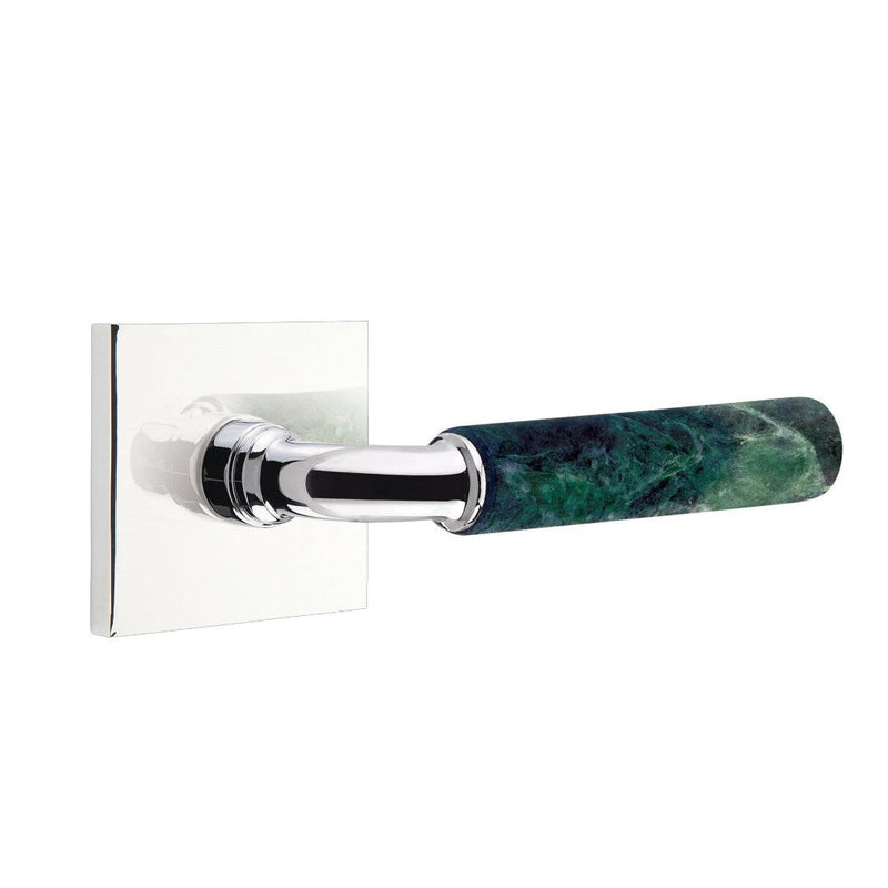 Emtek Select R-Bar Green Marble Lever with Square Rosette in Polished Chrome finish