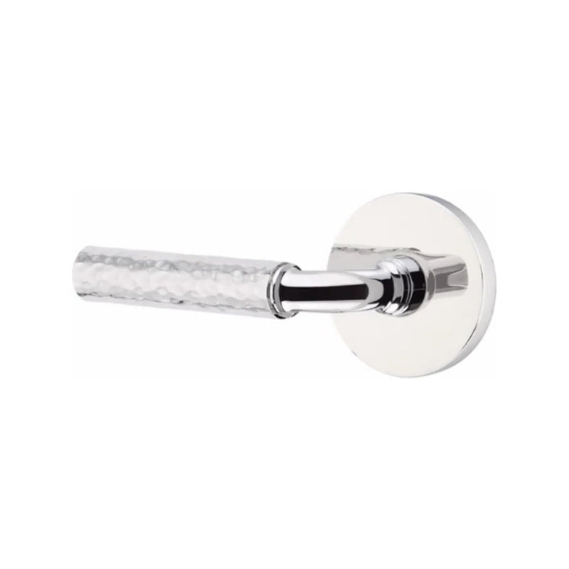 Emtek Select R-Bar Hammered Lever with Disk Rosette in Polished Chrome finish