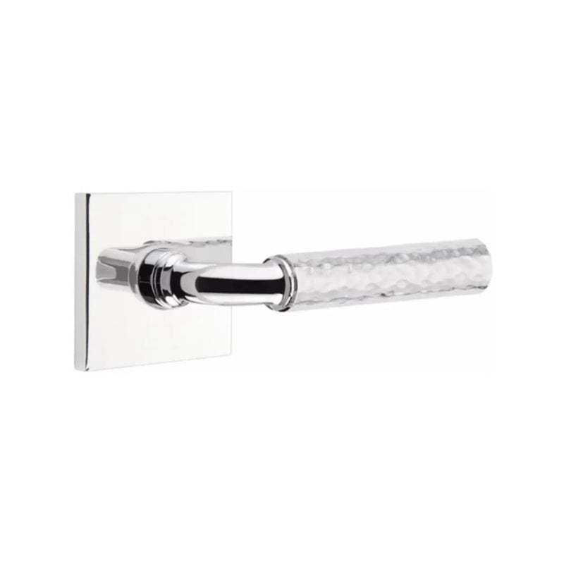 Emtek Select R-Bar Hammered Lever with Square Rosette in Polished Chrome finish