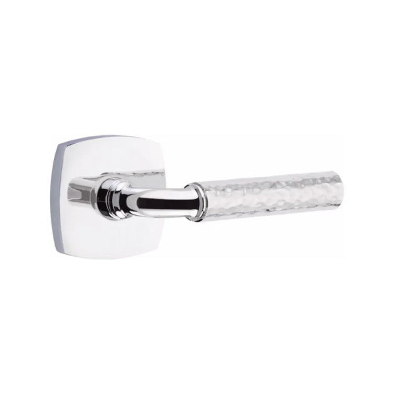 Emtek Select R-Bar Hammered Lever with Urban Modern Rosette in Polished Chrome finish