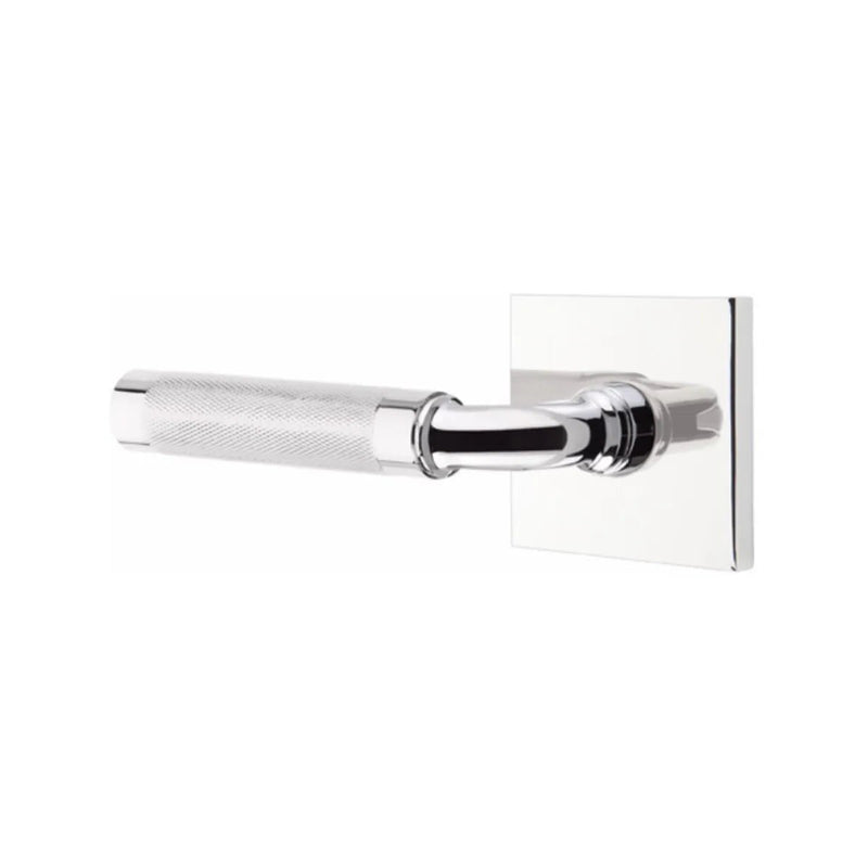 Emtek Select R-Bar Knurled Lever with Square Rosette in Polished Chrome finish