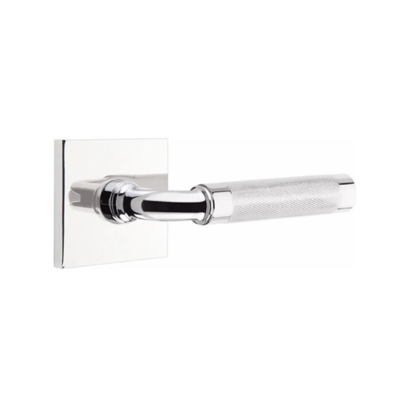 Emtek Select R-Bar Knurled Lever with Square Rosette in Polished Chrome finish