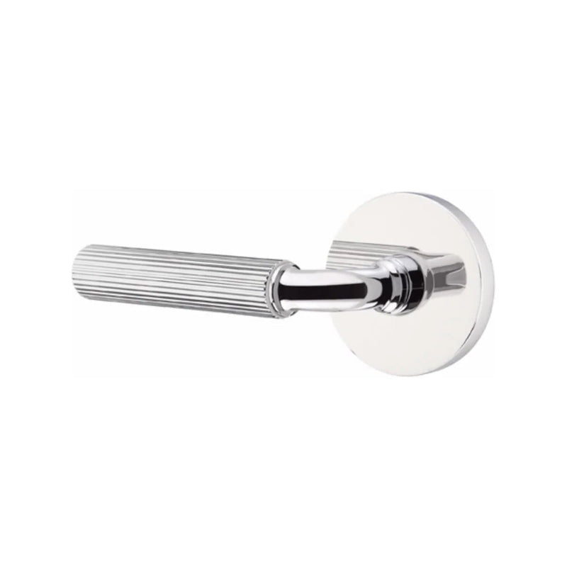 Emtek Select R-Bar Straight Knurled Lever with Disk Rosette in Polished Chrome finish