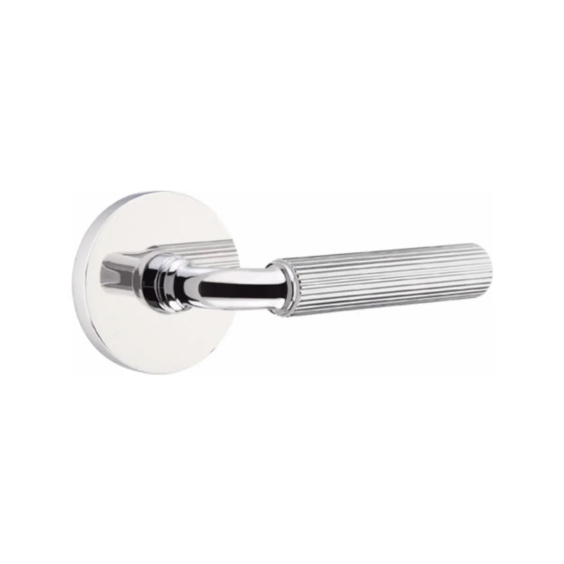 Emtek Select R-Bar Straight Knurled Lever with Disk Rosette in Polished Chrome finish