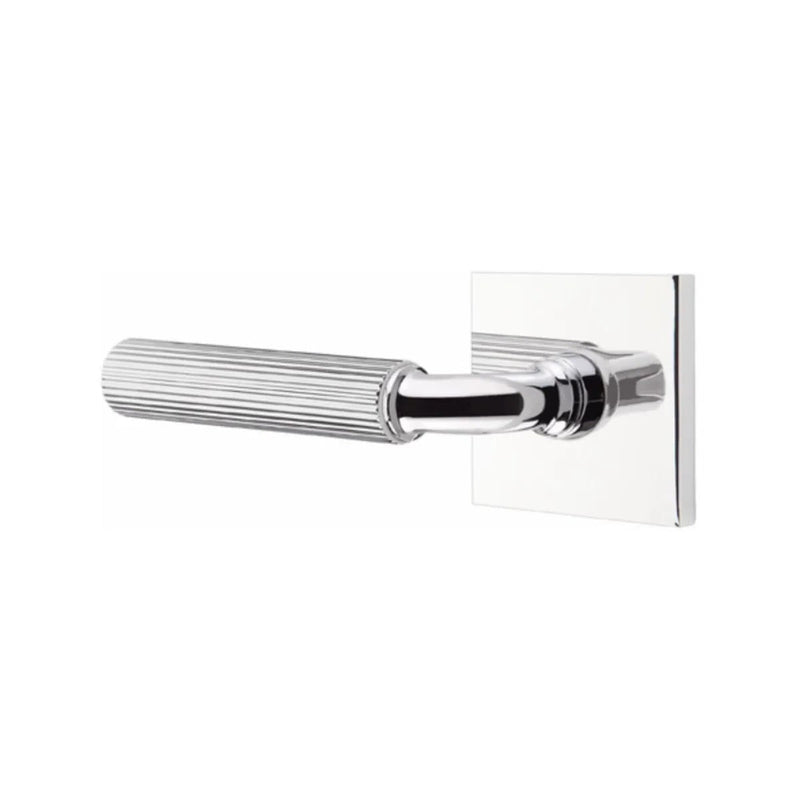 Emtek Select R-Bar Straight Knurled Lever with Square Rosette in Polished Chrome finish