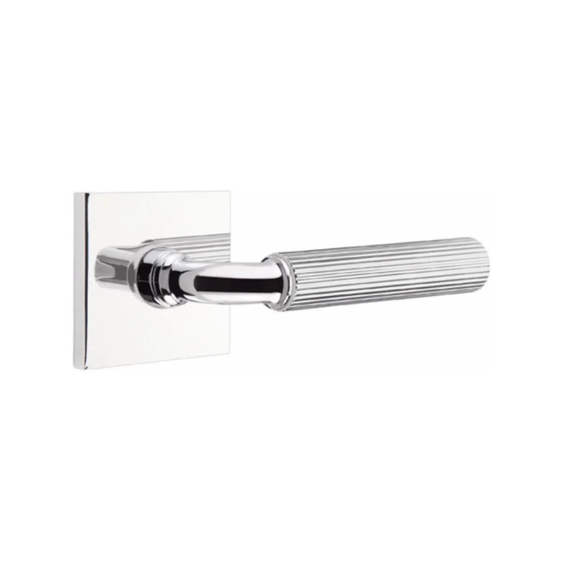 Emtek Select R-Bar Straight Knurled Lever with Square Rosette in Polished Chrome finish