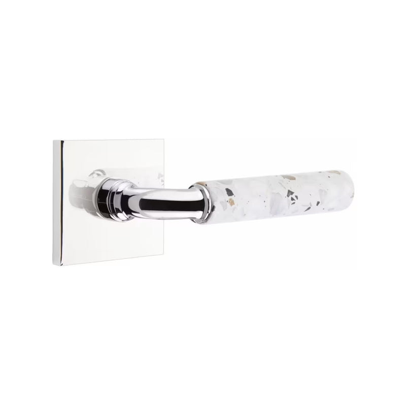 Emtek Select R-Bar Terrazzo Lever with Square Rosette in Polished Chrome finish