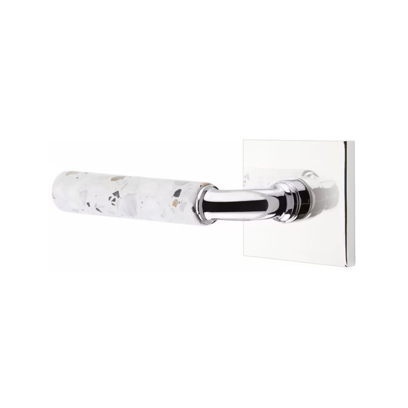 Emtek Select R-Bar Terrazzo Lever with Square Rosette in Polished Chrome finish