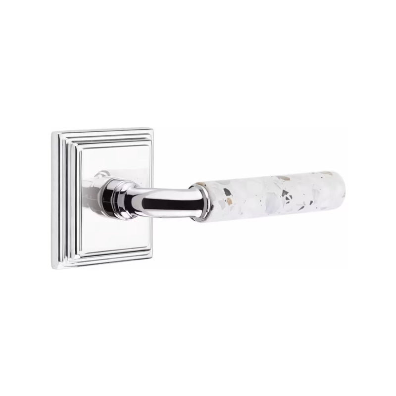 Emtek Select R-Bar Terrazzo Lever with Wilshire Rosette in Polished Chrome finish