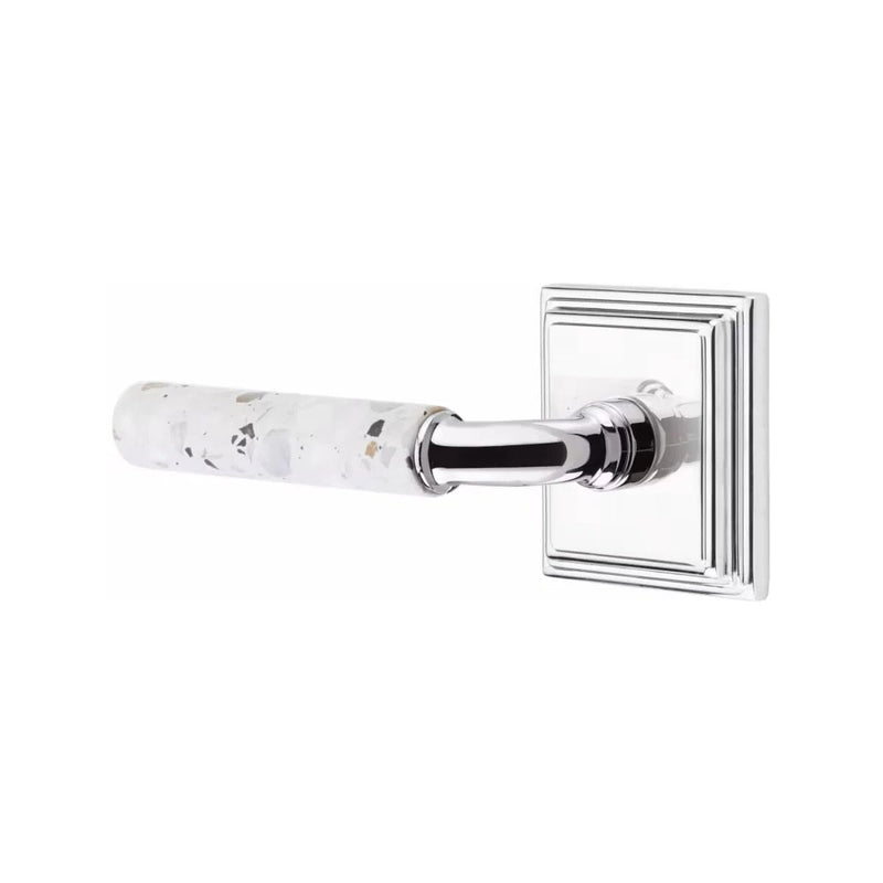 Emtek Select R-Bar Terrazzo Lever with Wilshire Rosette in Polished Chrome finish