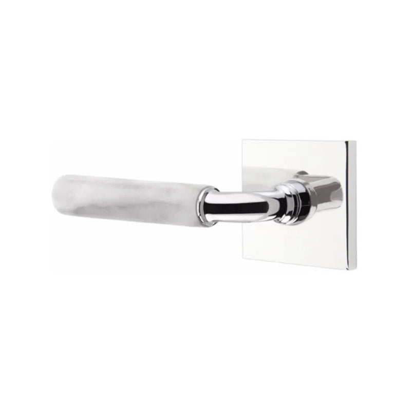 Emtek Select R-Bar White Marble Lever with Square Rosette in Polished Chrome finish