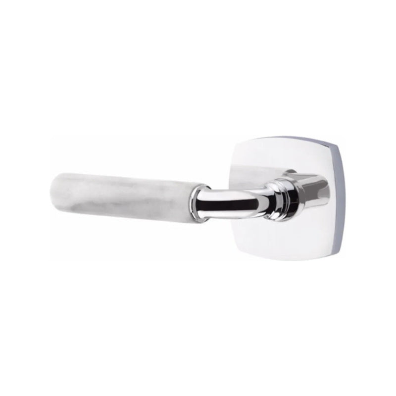 Emtek Select R-Bar White Marble Lever with Urban Modern Rosette in Polished Chrome finish