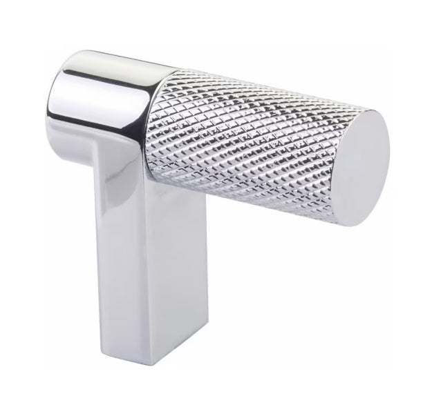 The Emtek Select Rectangular Knurled Cabinet Finger Pull 1 1/2" in Polished Chrome finish