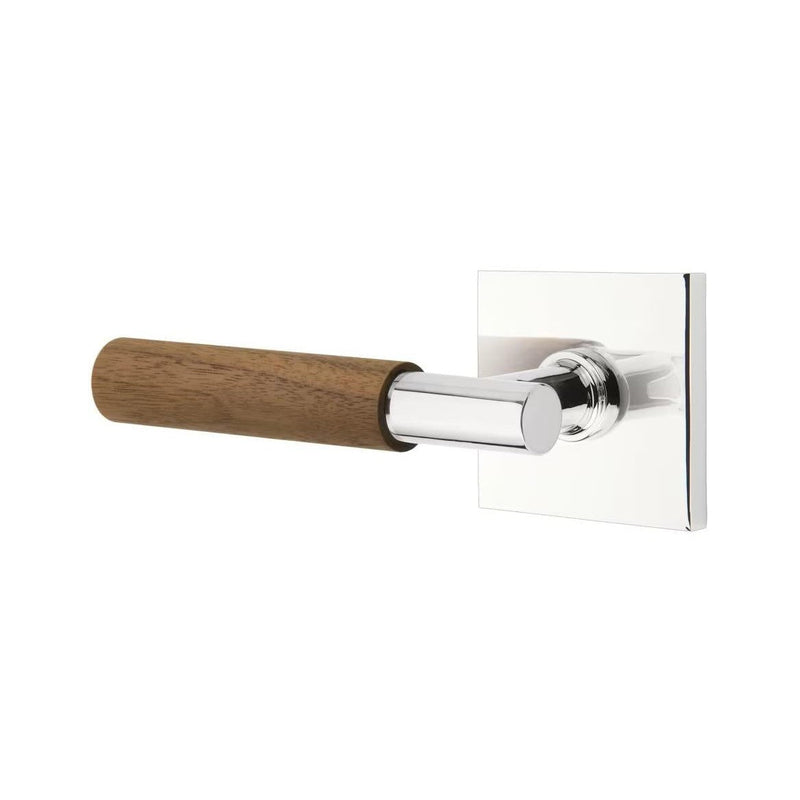 Emtek Select T-Bar Dark Walnut Lever with Square Rosette in Polished Chrome finish