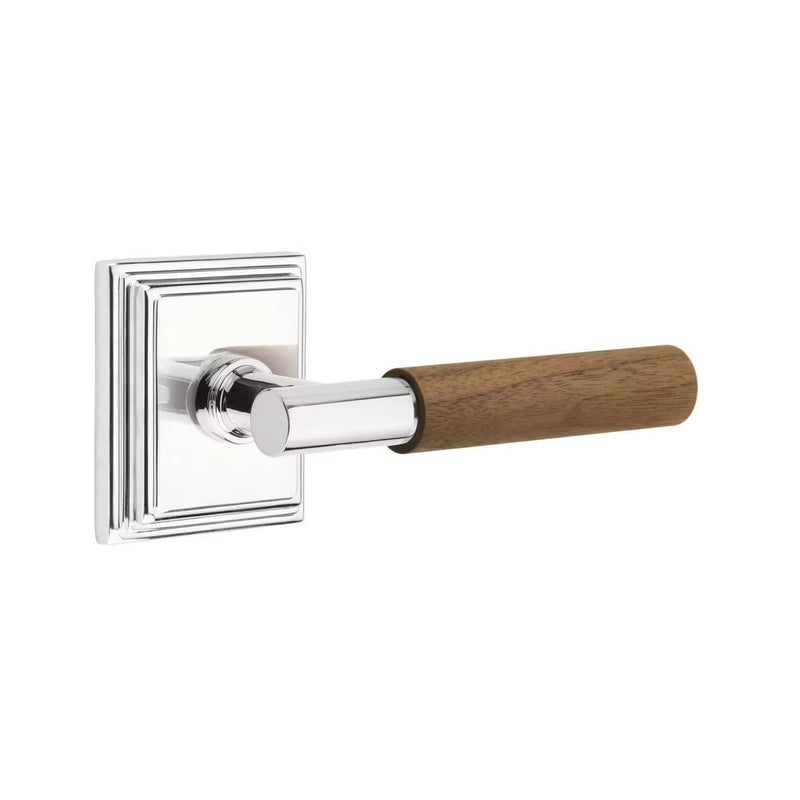 Emtek Select T-Bar Dark Walnut Lever with Wilshire Rosette in Polished Chrome finish