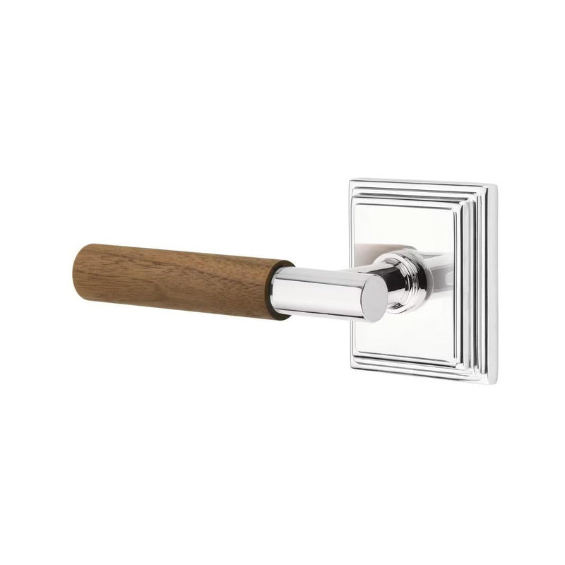 Emtek Select T-Bar Dark Walnut Lever with Wilshire Rosette in Polished Chrome finish