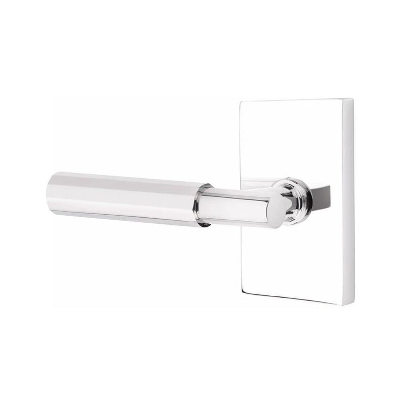 Emtek Select T-Bar Faceted Lever with Modern Rectangular Rosette in Polished Chrome finish