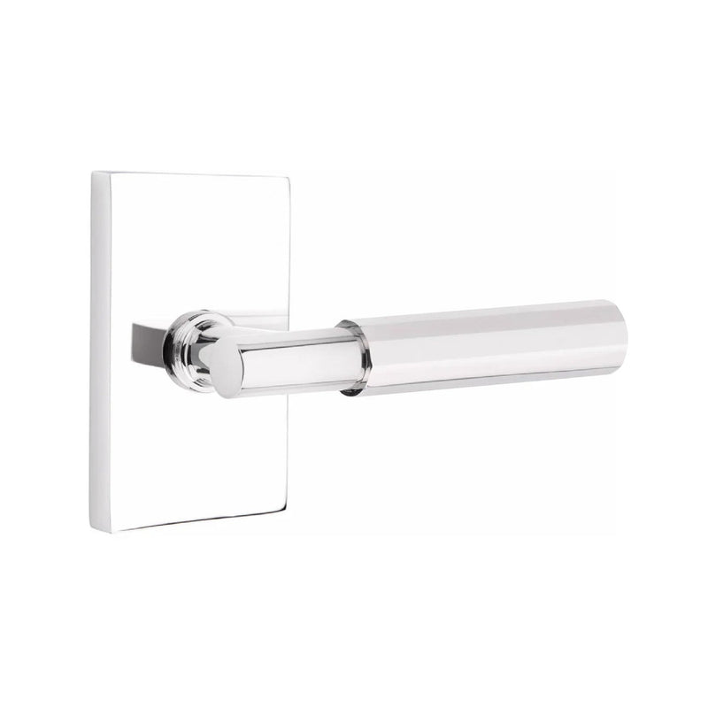 Emtek Select T-Bar Faceted Lever with Modern Rectangular Rosette in Polished Chrome finish